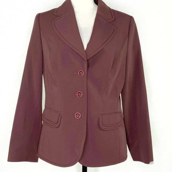 Un Jour Ailleurs Blazer Jacket Women's Size 12 Purple Polyester Blend Lined - Picture 1 of 8